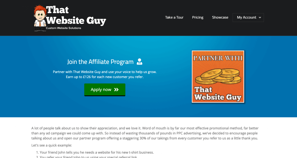 That Website Guy Affiliate Program page